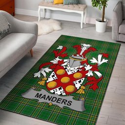 Irish Manders Coat of Arms Family Crest Ireland Area Rug Irish National Tartan Irish County Rug