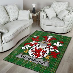 Irish Tubervile or Tuberville Coat of Arms Family Crest Ireland Area Rug Irish National Tartan Irish County Rug
