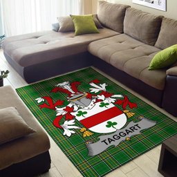 Irish Taggart or McEntaggart Coat of Arms Family Crest Ireland Area Rug Irish National Tartan Irish County Rug