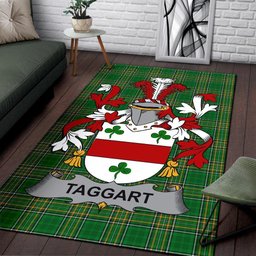 Irish Taggart or McEntaggart Coat of Arms Family Crest Ireland Area Rug Irish National Tartan Irish County Rug