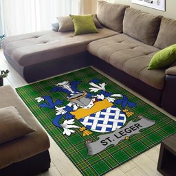 Irish St.Leger Coat of Arms Family Crest Ireland Area Rug Irish National Tartan Irish County Rug