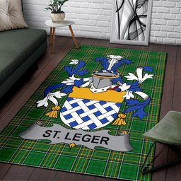 Irish St.Leger Coat of Arms Family Crest Ireland Area Rug Irish National Tartan Irish County Rug
