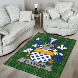 Irish St.Leger Coat of Arms Family Crest Ireland Area Rug Irish National Tartan Irish County Rug
