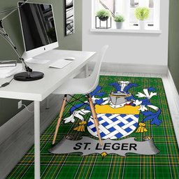 Irish St.Leger Coat of Arms Family Crest Ireland Area Rug Irish National Tartan Irish County Rug