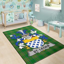 Irish St.Leger Coat of Arms Family Crest Ireland Area Rug Irish National Tartan Irish County Rug