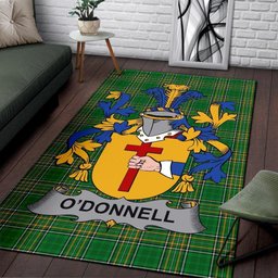 Irish Donnell or O'Donnell Coat of Arms Family Crest Ireland Area Rug Irish National Tartan Irish County Rug