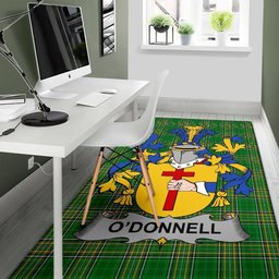 Irish Donnell or O'Donnell Coat of Arms Family Crest Ireland Area Rug Irish National Tartan Irish County Rug