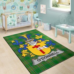 Irish Donnell or O'Donnell Coat of Arms Family Crest Ireland Area Rug Irish National Tartan Irish County Rug