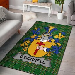Irish Donnell or O'Donnell Coat of Arms Family Crest Ireland Area Rug Irish National Tartan Irish County Rug