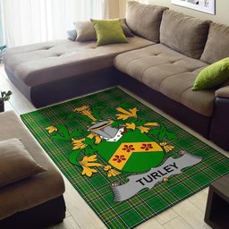 Irish Turley Coat of Arms Family Crest Ireland Area Rug Irish National Tartan Irish County Rug