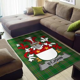 Irish St.John Coat of Arms Family Crest Ireland Area Rug Irish National Tartan Irish County Rug