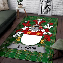 Irish St.John Coat of Arms Family Crest Ireland Area Rug Irish National Tartan Irish County Rug