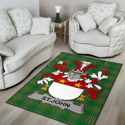 Irish St.John Coat of Arms Family Crest Ireland Area Rug Irish National Tartan Irish County Rug