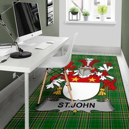 Irish St.John Coat of Arms Family Crest Ireland Area Rug Irish National Tartan Irish County Rug