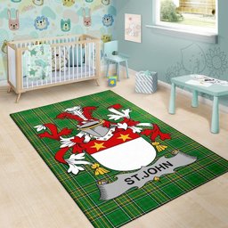 Irish St.John Coat of Arms Family Crest Ireland Area Rug Irish National Tartan Irish County Rug