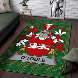 Irish Toole or O'Toole Coat of Arms Family Crest Ireland Area Rug Irish National Tartan Irish County Rug