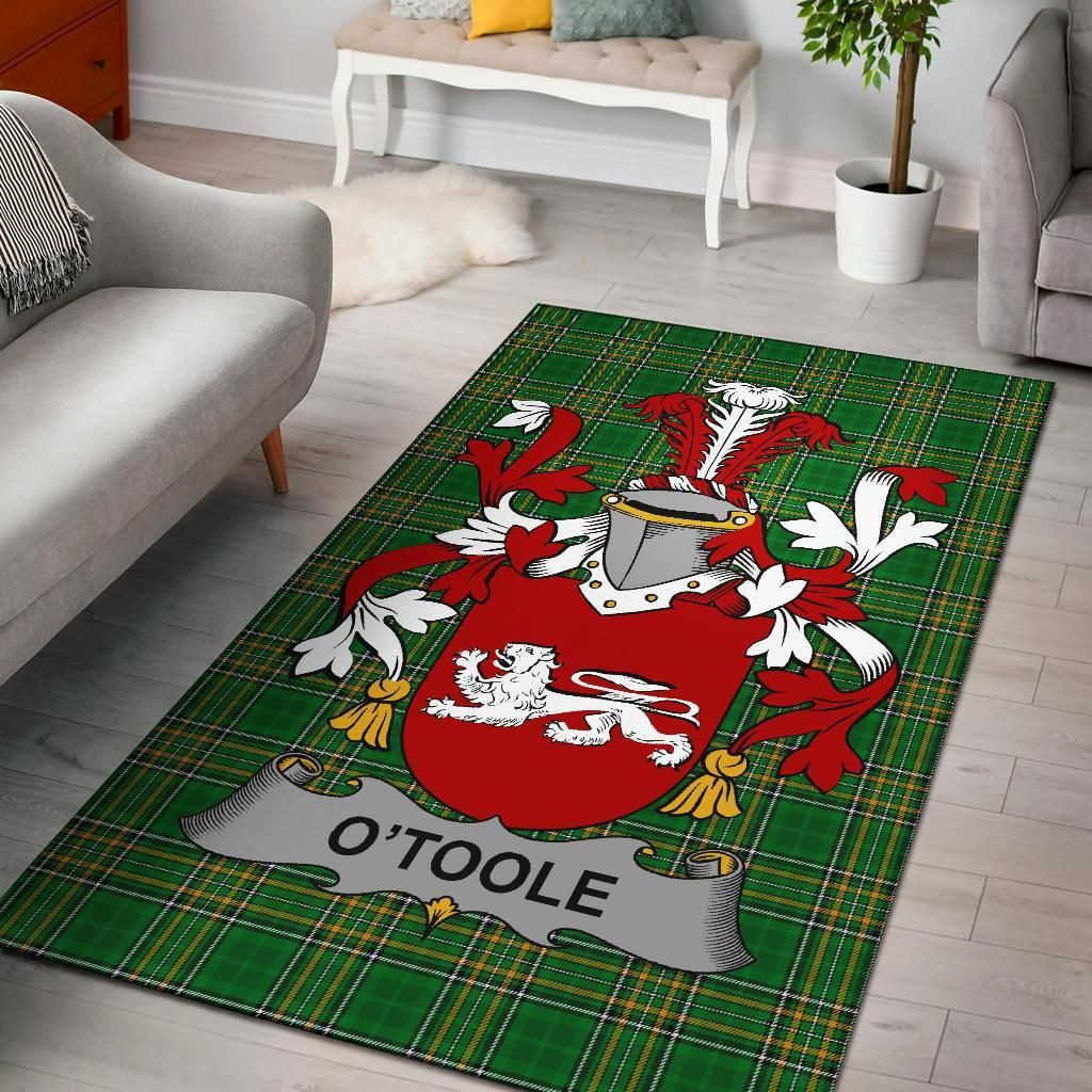 Irish Toole or O'Toole Coat of Arms Family Crest Ireland Area Rug Irish National Tartan Irish County Rug