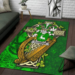 ScotsTee Shop Irish Connor or O'Connor (Corcomroe) Coat of Arms with Shamrock Irish Rug