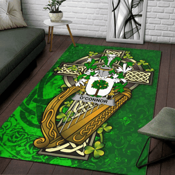 ScotsTee Shop Irish Connor or O'Connor (Faly) Coat of Arms with Shamrock Irish Rug