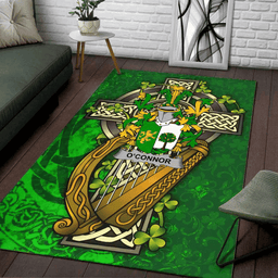 ScotsTee Shop Irish Connor or O'Connor (Sligo) Coat of Arms with Shamrock Irish Rug
