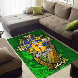 ScotsTee Shop Irish Donnell or O'Donnell Coat of Arms with Shamrock Irish Rug