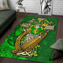 ScotsTee Shop Irish Connor or O'Connor (Kerry) Coat of Arms with Shamrock Irish Rug