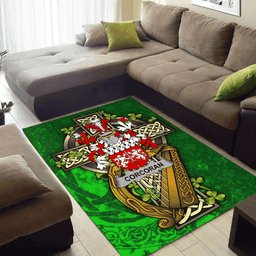 ScotsTee Shop Irish Corcoran or McCorcoran Coat of Arms with Shamrock Irish Rug