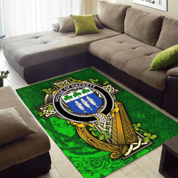 ScotsTee Shop Irish House of HACKETT Coat of Arms with Shamrock Irish Rug