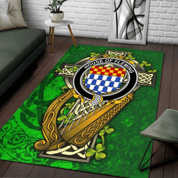 ScotsTee Shop Irish House of FLEMING Coat of Arms with Shamrock Irish Rug
