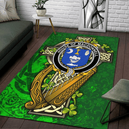 ScotsTee Shop Irish House of MACDONNELL (Clare and Connacht) Coat of Arms with Shamrock Irish Rug