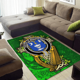 ScotsTee Shop Irish House of MACDONNELL (Clare and Connacht) Coat of Arms with Shamrock Irish Rug