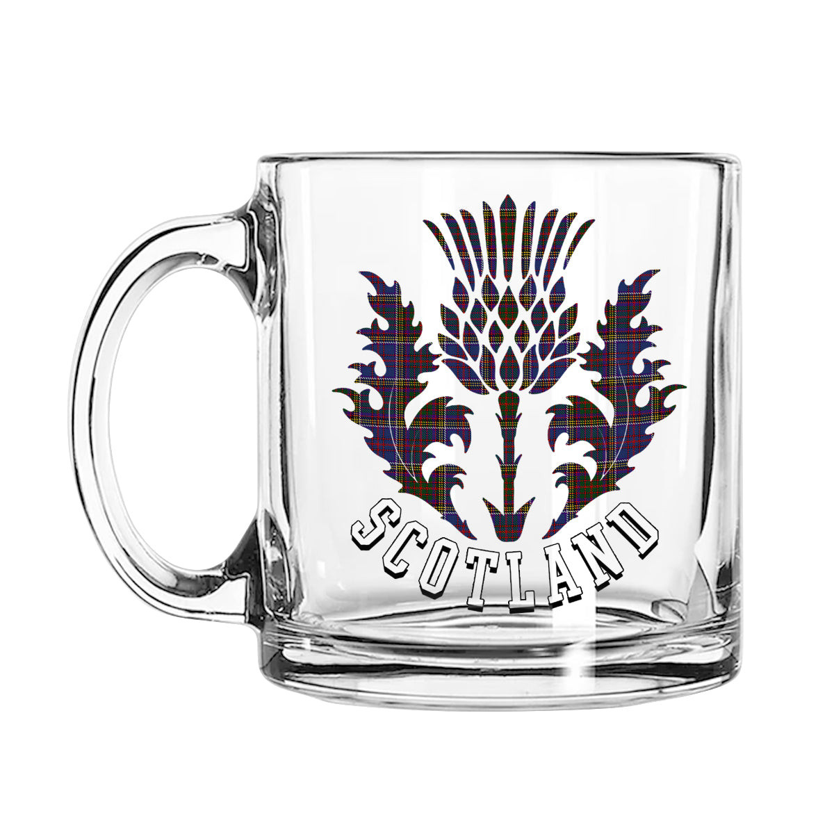 ScotsTee Shop Scottish Anderson W L Anderson, Stirling Scotland Thislte Tartan Glass Mug