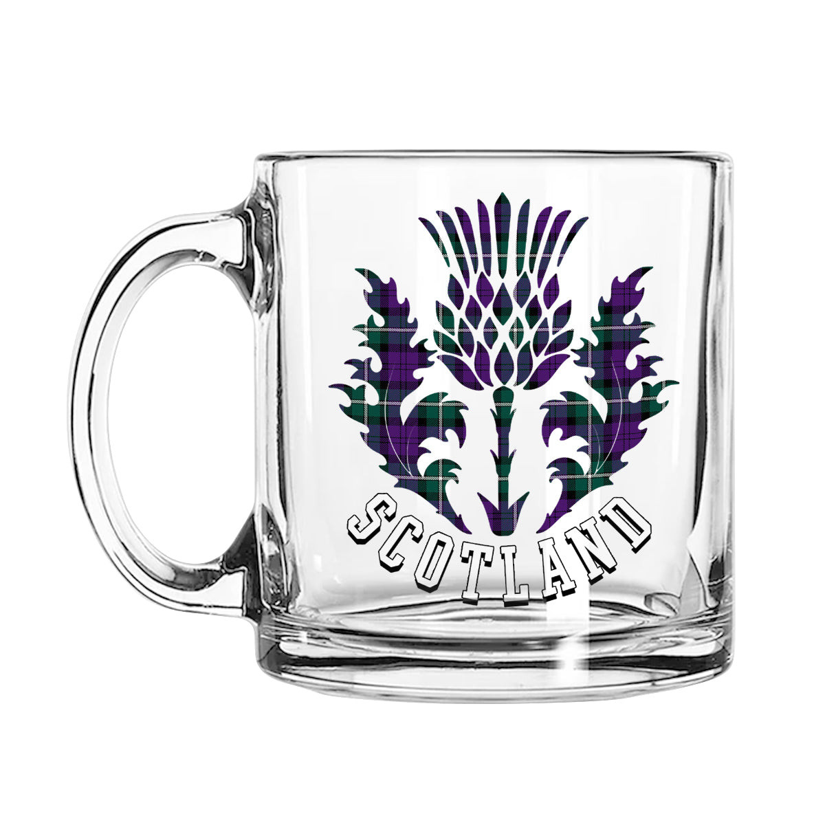 ScotsTee Shop Scottish Baillie Highland Society Modern Scotland Thislte Tartan Glass Mug