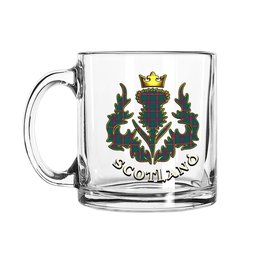 ScotsTee Shop Scottish Cairns of Finavon Ancient Scotland Thislte Tartan Glass Mug