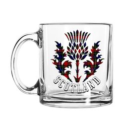 ScotsTee Shop Scottish Clark (Lion) Red Scotland Thislte Tartan Glass Mug