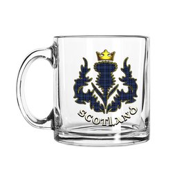 ScotsTee Shop Scottish Clergy Clark Light Blue lines 1 Scotland Thislte Tartan Glass Mug