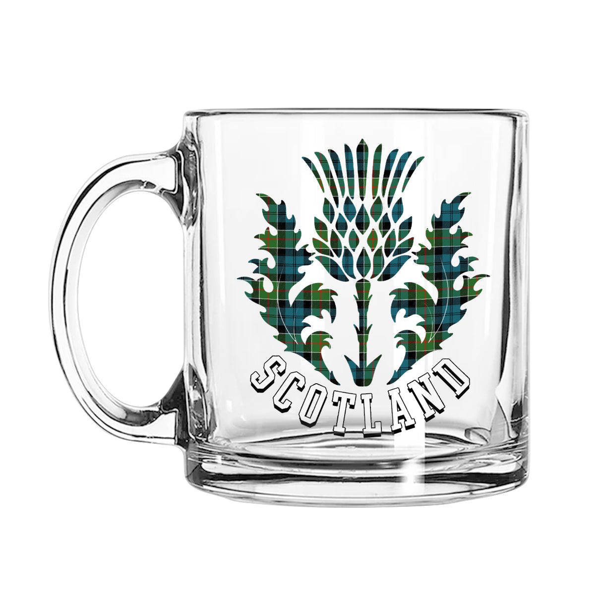 ScotsTee Shop Scottish Colquhoun Ancient Clan Scotland Thislte Tartan Glass Mug