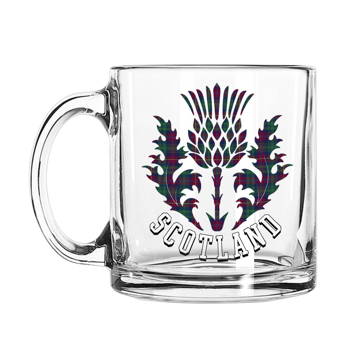 ScotsTee Shop Scottish Cairns of Finavon Modern Scotland Thislte Tartan Glass Mug
