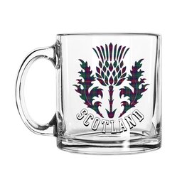 ScotsTee Shop Scottish Cairns of Finavon Modern Scotland Thislte Tartan Glass Mug