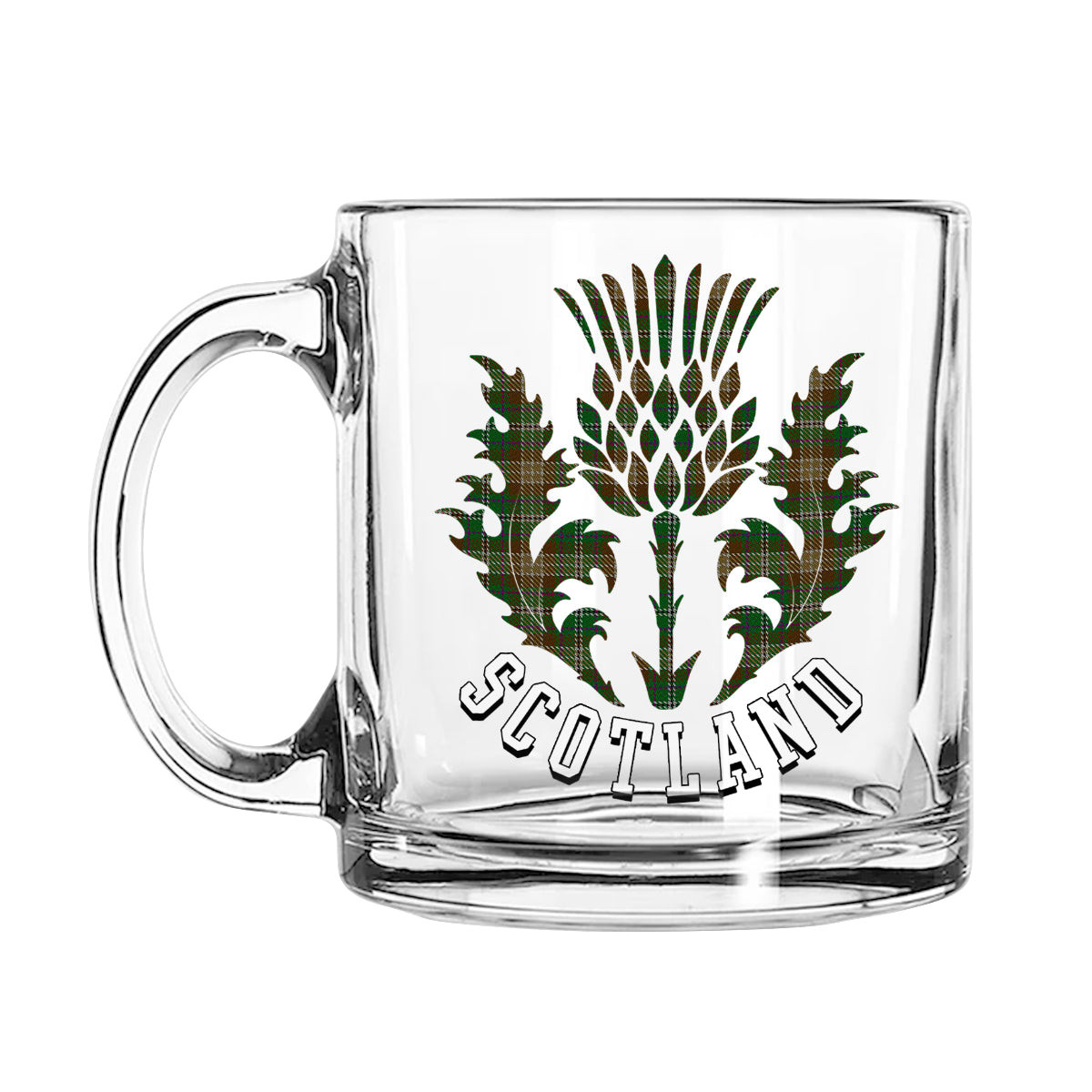 ScotsTee Shop Scottish Corcoran of Sherbrooke Scotland Thislte Tartan Glass Mug