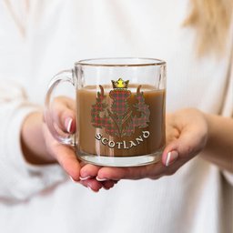 ScotsTee Shop Scottish Crawford Red Ancient Scotland Thislte Tartan Glass Mug