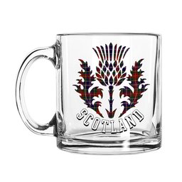 ScotsTee Shop Scottish Crozier Scotland Thislte Tartan Glass Mug