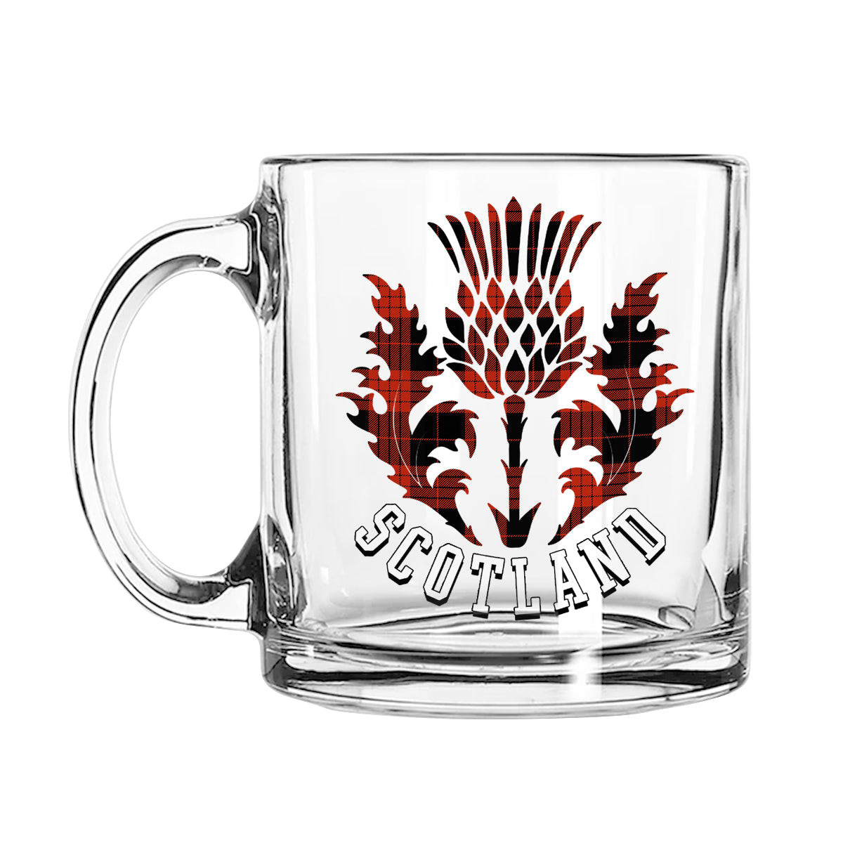 ScotsTee Shop Scottish Cameron Black and Red Ancient Scotland Thislte Tartan Glass Mug