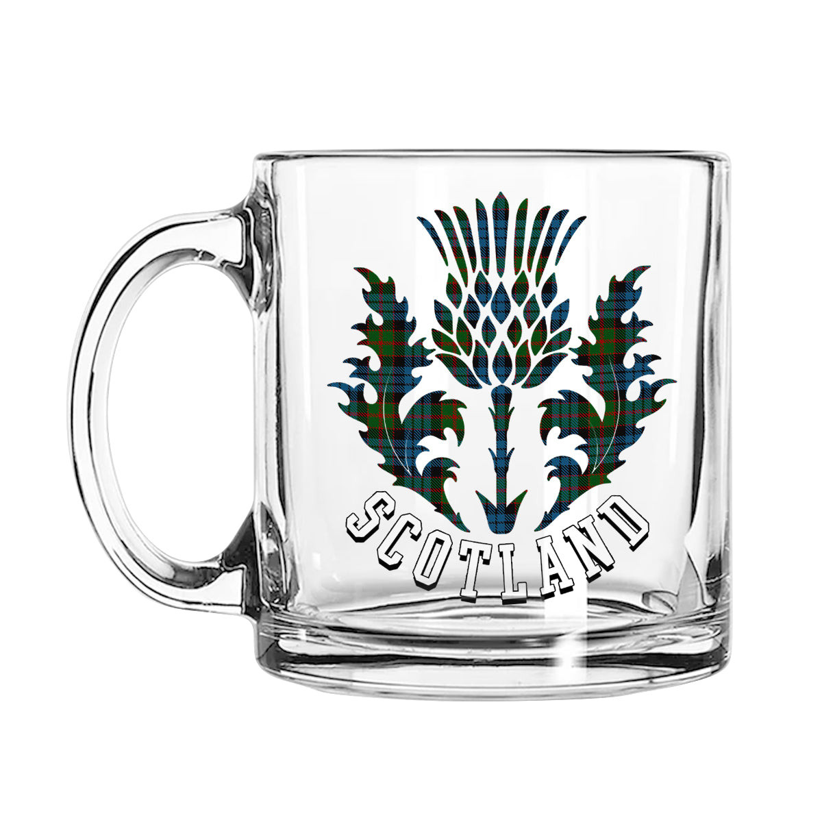 ScotsTee Shop Scottish Fletcher of Dunans Scotland Thislte Tartan Glass Mug