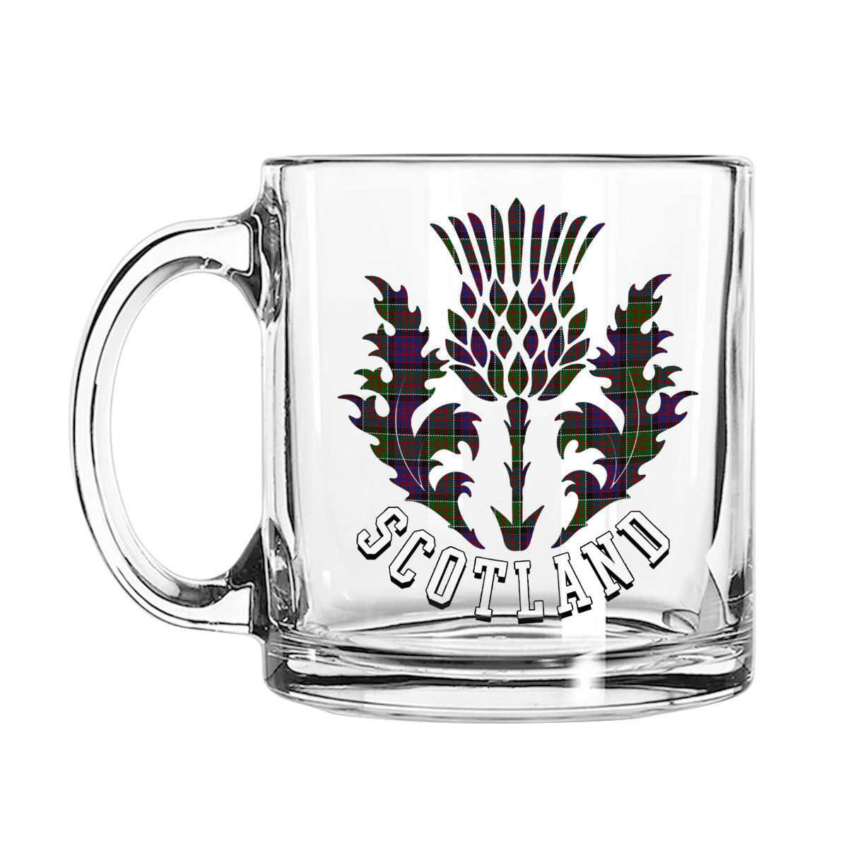 ScotsTee Shop Scottish Donald of Clan Ranald Modern Scotland Thislte Tartan Glass Mug