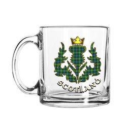ScotsTee Shop Scottish Davidson of Tulloch Ancient Scotland Thislte Tartan Glass Mug
