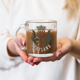 ScotsTee Shop Scottish Donachie Scotland Thislte Tartan Glass Mug