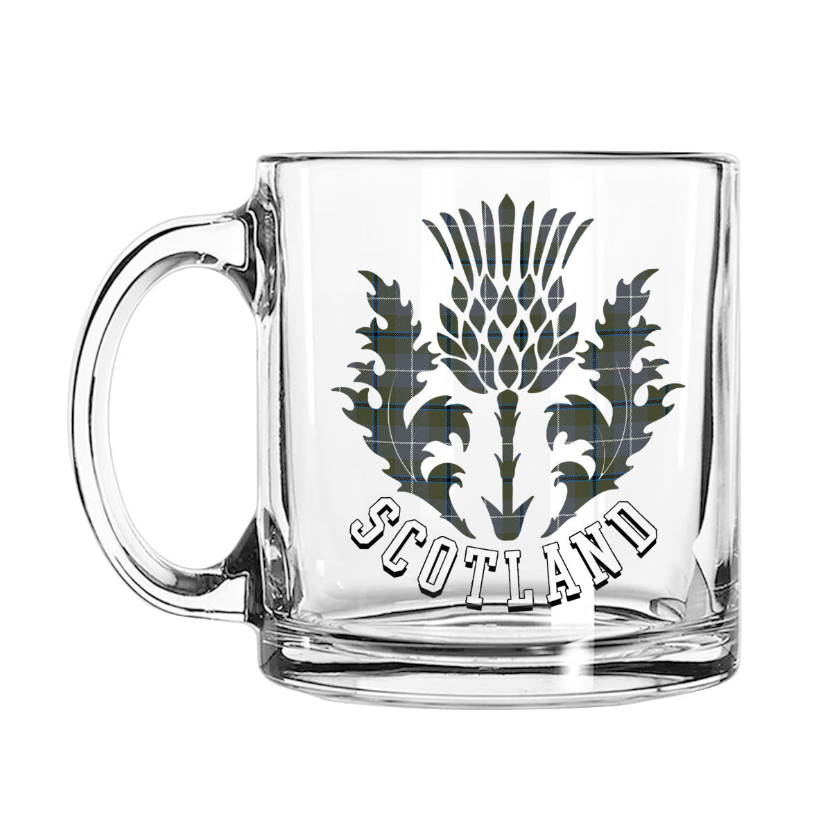 ScotsTee Shop Scottish Douglas Green Ancient Scotland Thislte Tartan Glass Mug