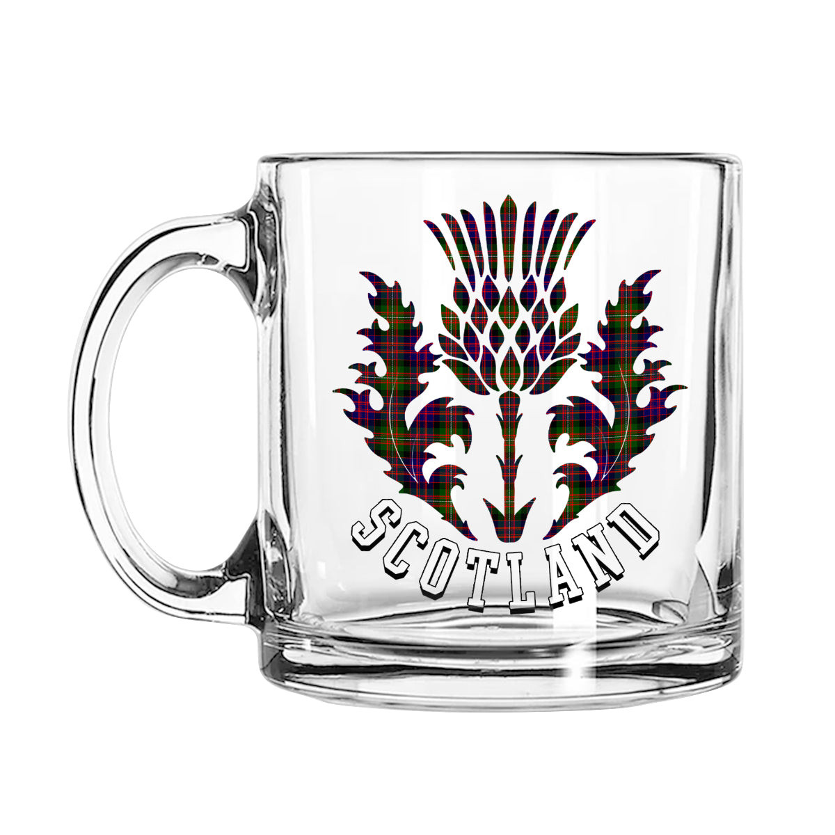 ScotsTee Shop Scottish MacDonell Of Glengarry Modern Scotland Thislte Tartan Glass Mug