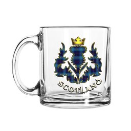ScotsTee Shop Scottish McKerrell of Hillhouse Scotland Thislte Tartan Glass Mug